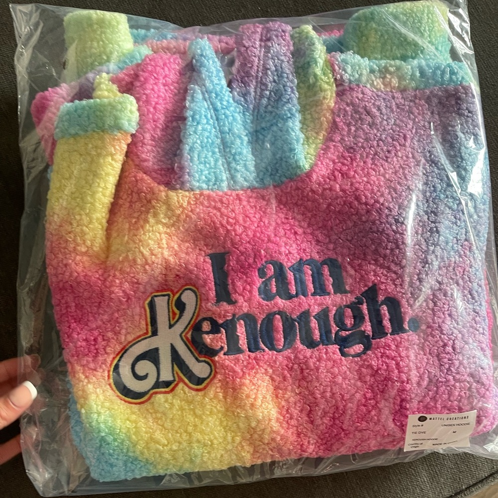 Barbie the Movie Official “i am Kenough” Unisex Sherpa tie-dye hoodie -by Mattel